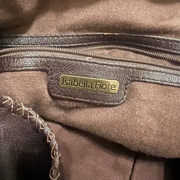 Isabella Fiore Brown Leather Handbag with Gold - Picture 3 of 4